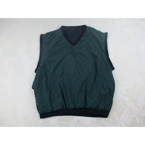 Duckster Vest Mens Large Green Plaid Nylon Reversible Made‎ in USA Casual